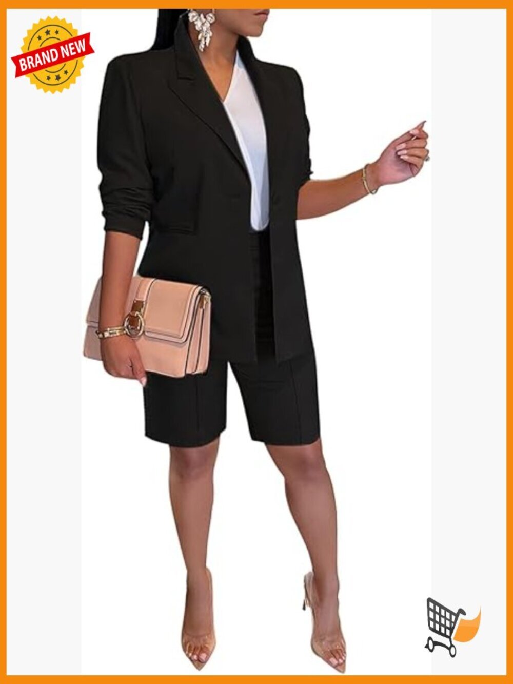 Women's Blazer Short Suit Set 2 Piece Outfit Work Business
